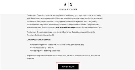 armani exchange careers|armani exchange hiring.